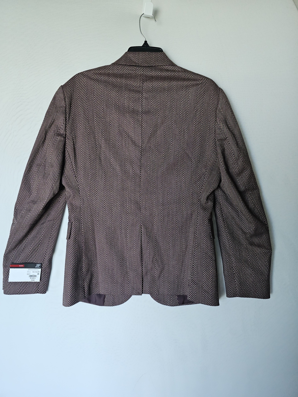 JF J.Ferrar Burgundy Herringbone Slim Fit Blazer Blazer Jacket - Size M (38/40S) - Picture 4 of 16